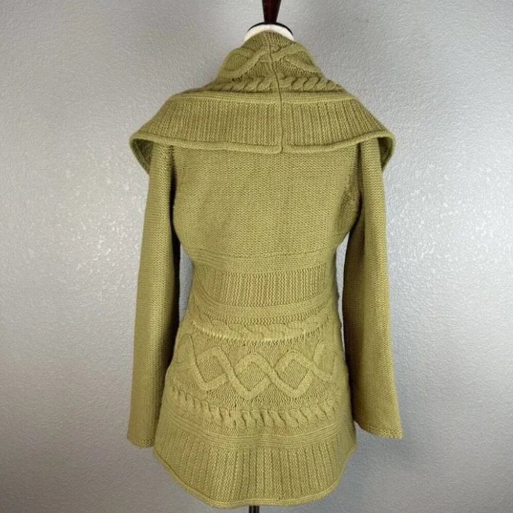 Sundance Women's Cable Knit Wrap Cardigan Sweater M Green 100% Merino Well - Picture 2 of 9